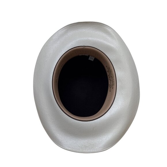 Larry Mahan's by Milano Hats  Brown & White Women Felt Straw Hat Size 6 7/8 55 - Picture 8 of 10